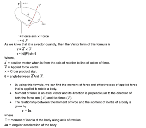 Formula for moment of force