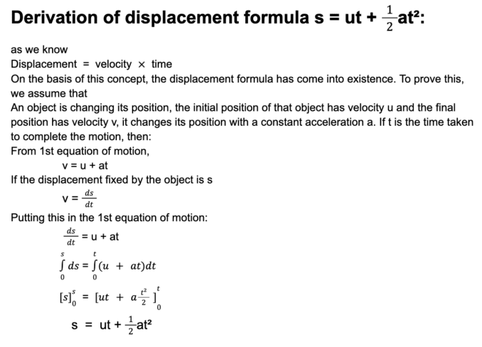 Displacement formula: Derivation and examples - ScienceQuery